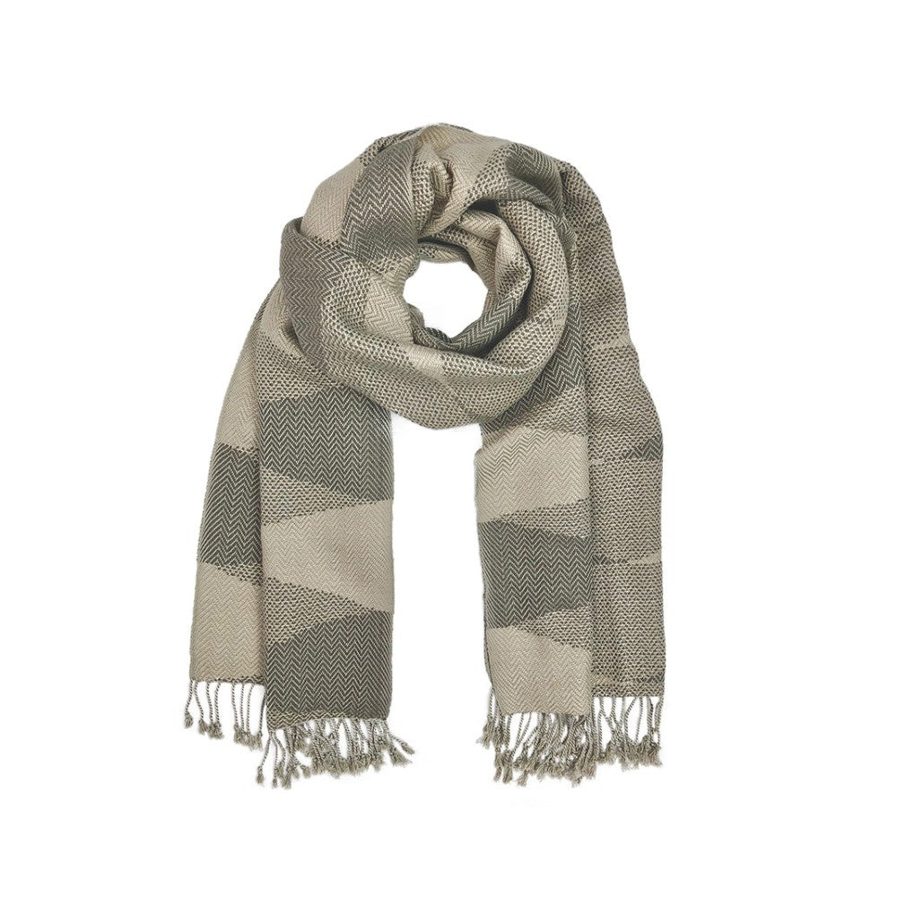 Cambodian Chevron Scarf - Flax