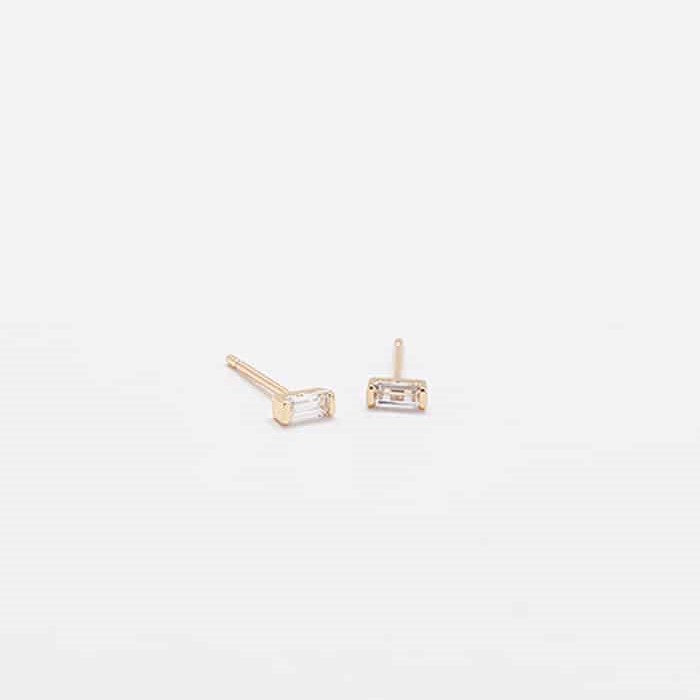Mini Baguette Gold Studs