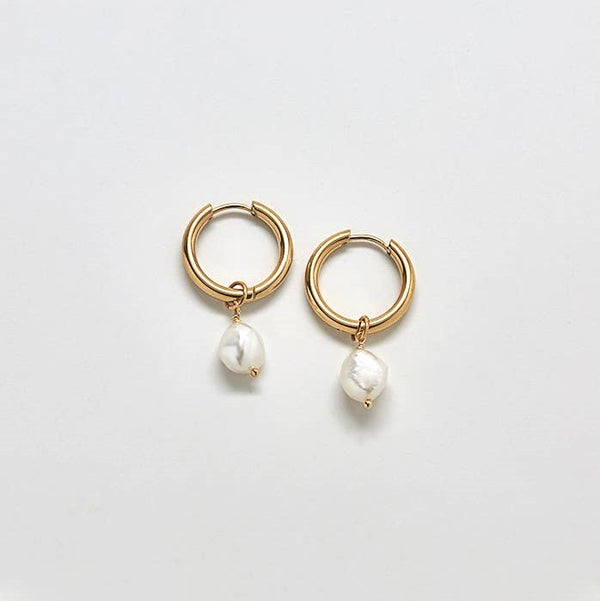 In2 Design Mia Pearl Hoop Earrings - Gold White main image 0