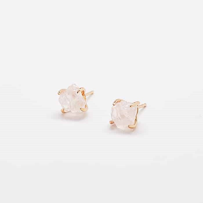 Rose Quartz Gold Claw Studs