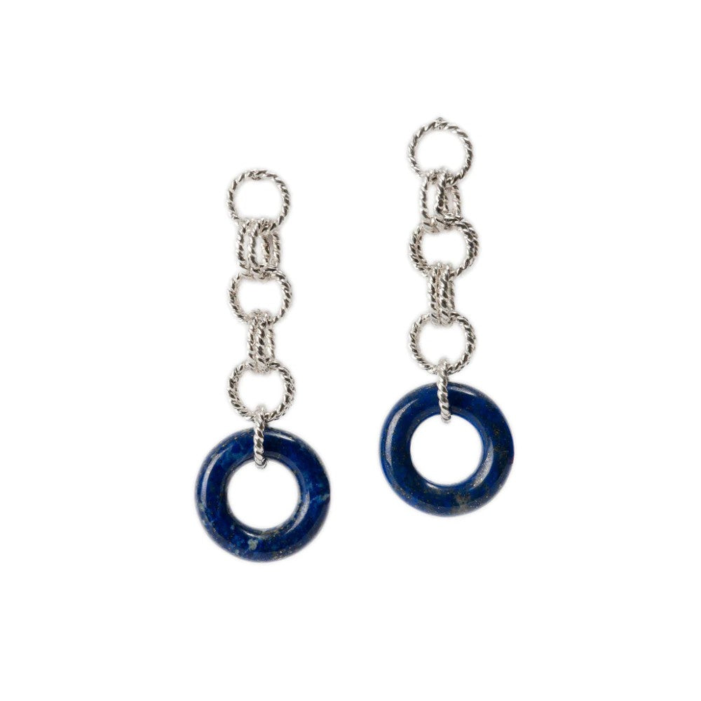 Lapis Donut Twist Link Earrings