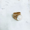 14K Beaded Textured Biwa Pearl Ring