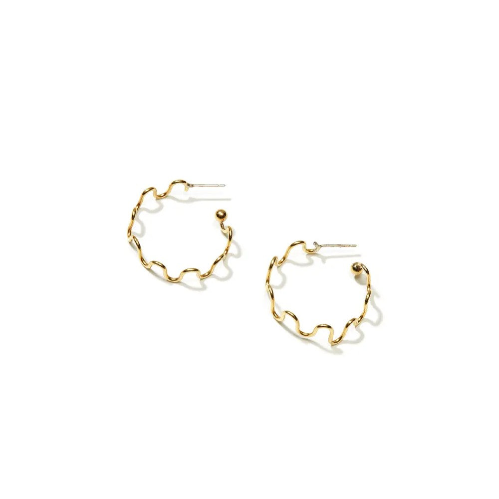 Brass Squiggle Hoop Earrings