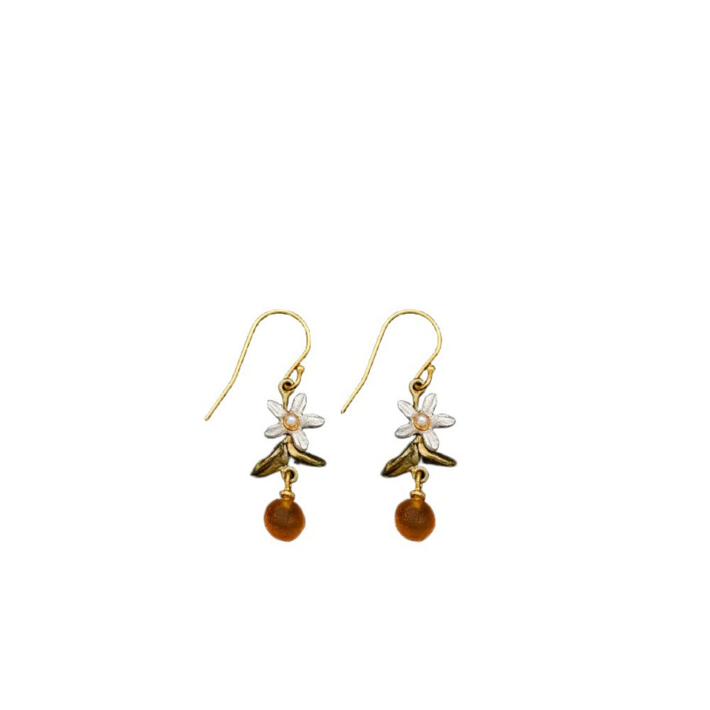 Dainty Orange Blossom Wire Earrings