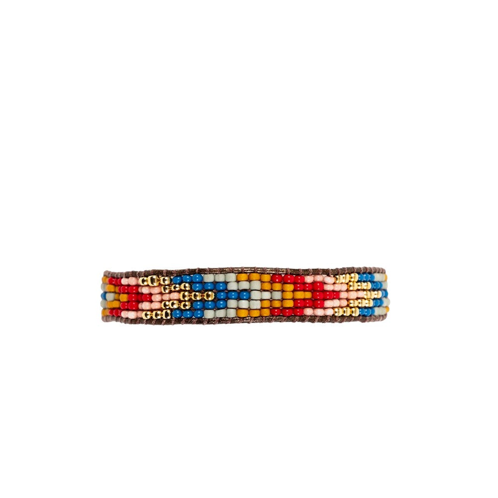 Golden Arrows Bead & Leather Bracelet