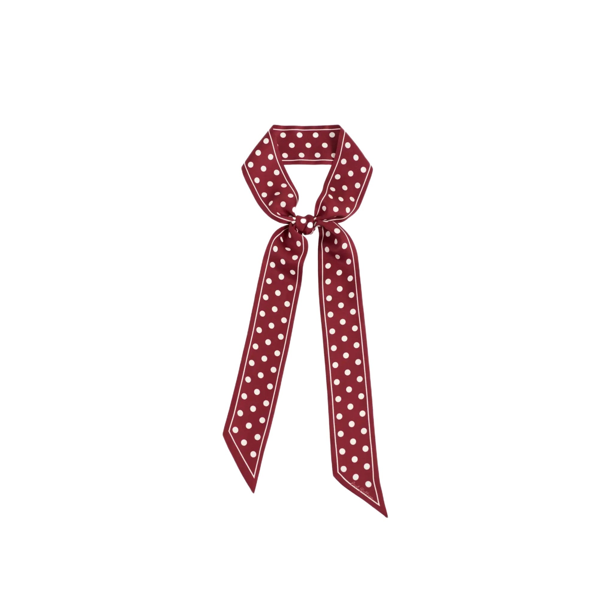 Burgundy "Retro Polka" Skinny Silk Scarf
