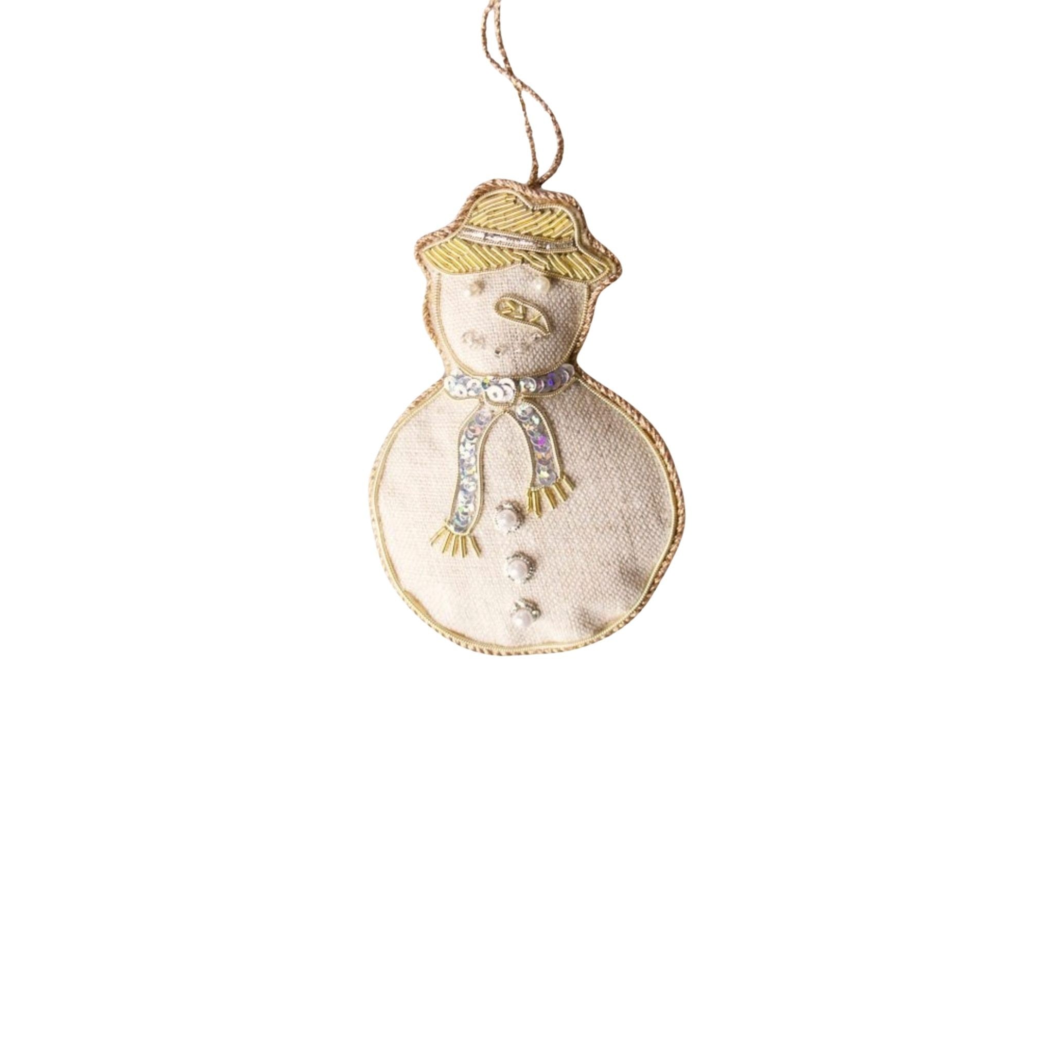 Snowperson Linen Ornament