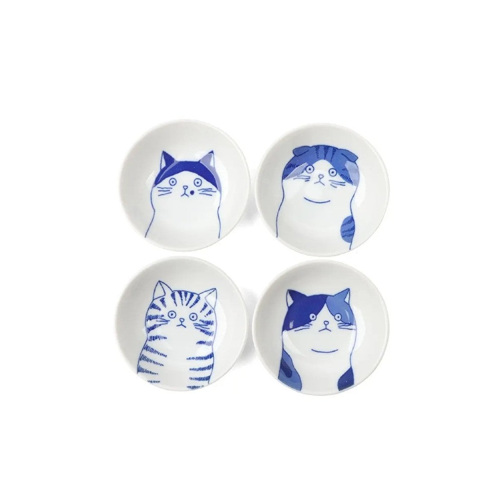 Cat Blue & White Plate (4.75")