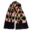 Embroidered Flower Pashmina in Black/Pink/Yellow