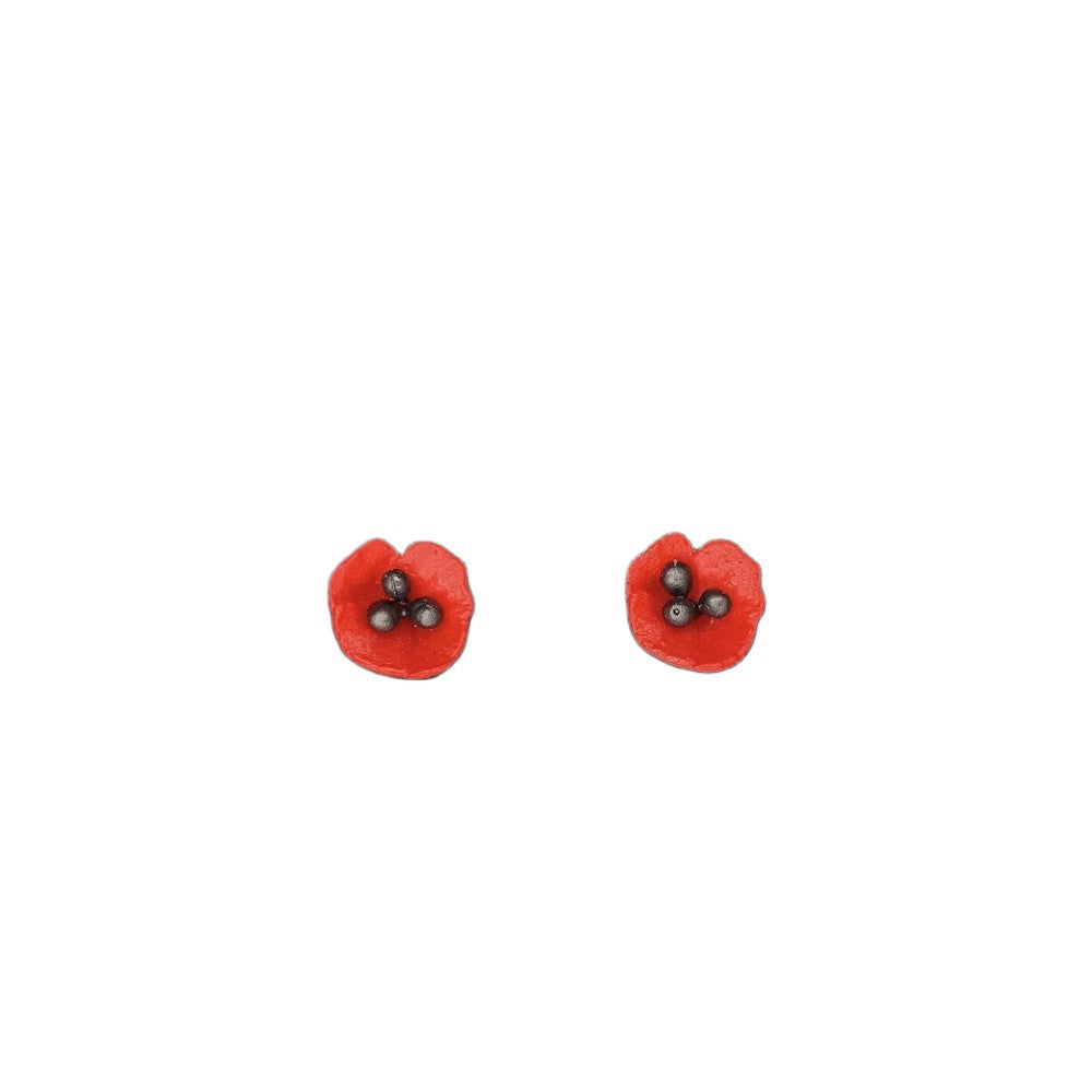 Red Poppy Stud Earrings