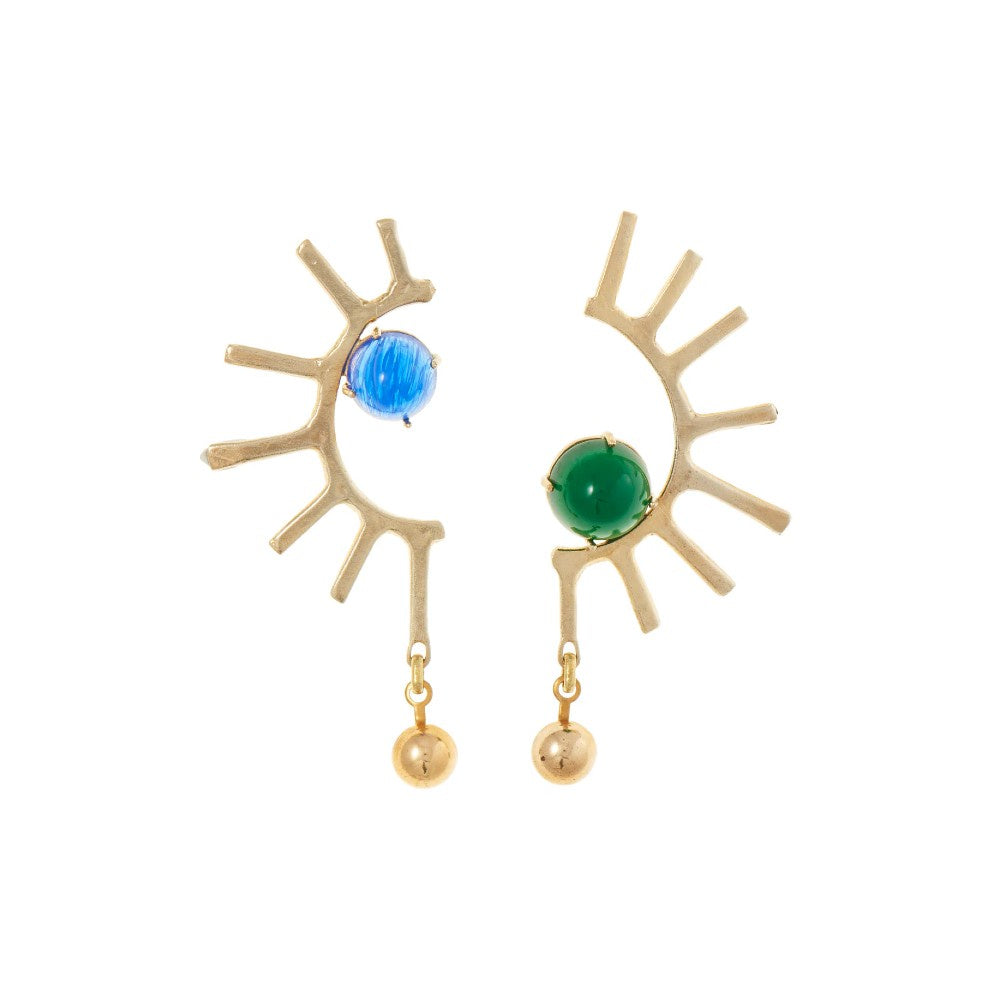 Zenith Earring - SEA/PINE/BRASS