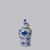 Miniature Floral Blue and White Porcelain Temple Jar